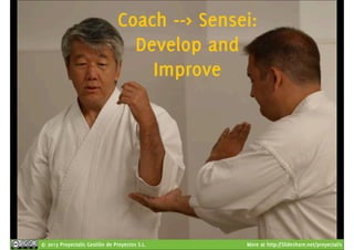 Coach --> Sensei: 
Develop and 
Improve 
© 2013 Proyectalis Gestión de Proyectos S.L. More at http://Slideshare.net/proyectalis 
 