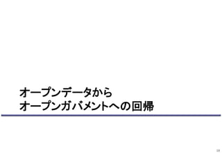 オープンデータから 
オープンガバメントへの回帰 
18 
 