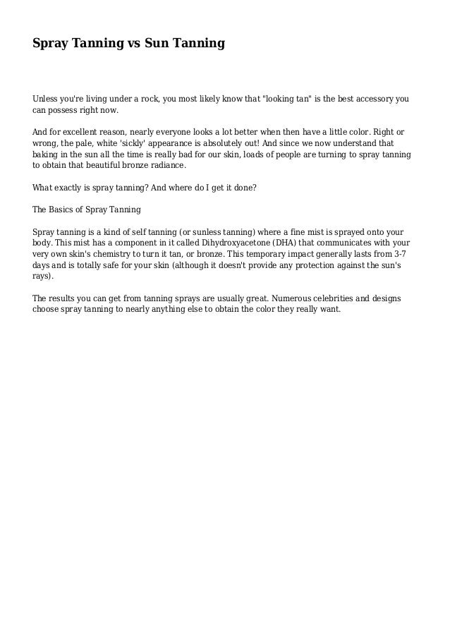 Spray Tanning vs Sun Tanning
