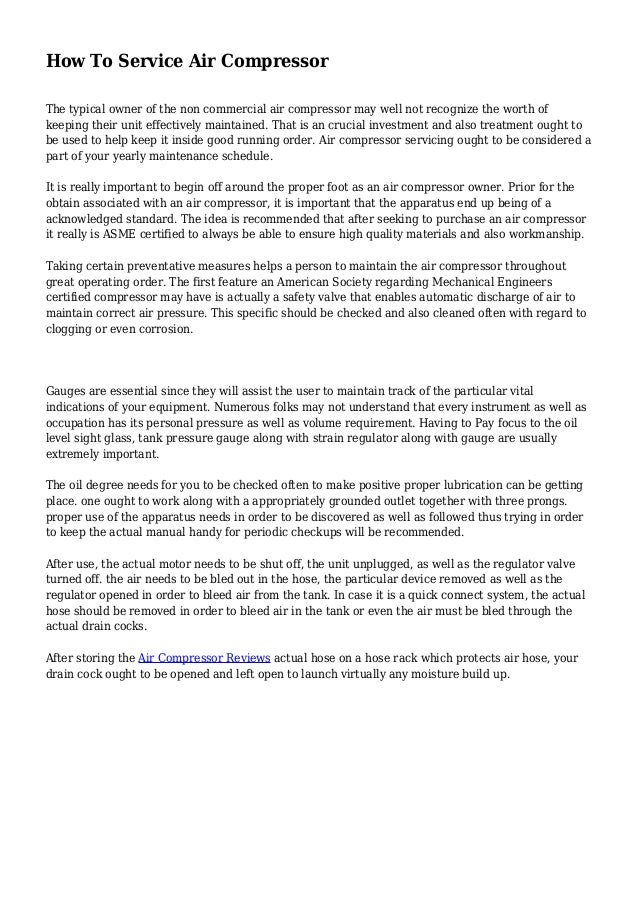 How To Service Air Compressor