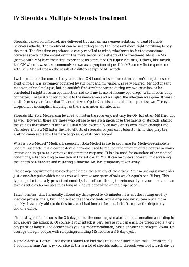 IV Steroids a Multiple Sclerosis Treatment