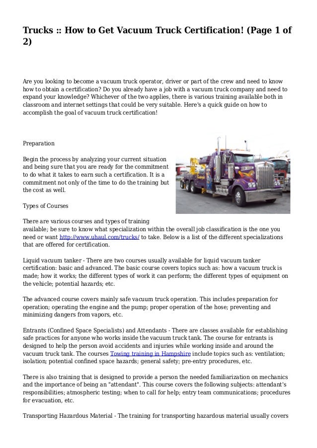 Everything you need to be a vacuum truck driver!
