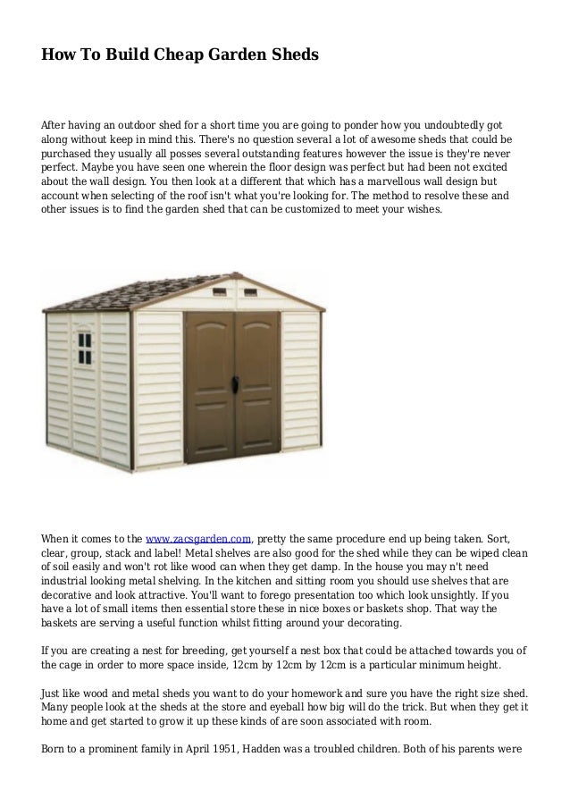 How To Build Cheap Garden Sheds