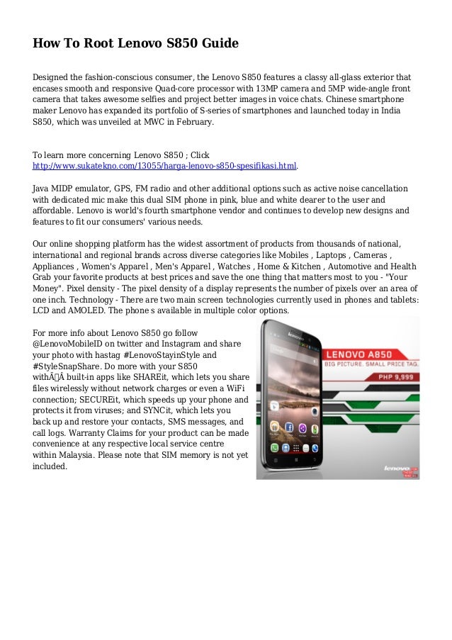 How To Root Lenovo S850 Guide