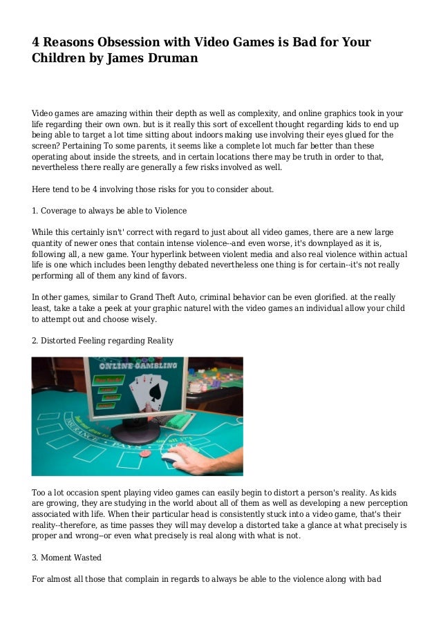 4 Reasons Obsession with Video Games is Bad for Your Children by James