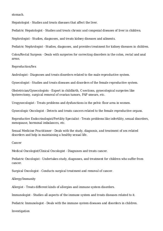 types of doctors and what they do different kinds of doctors