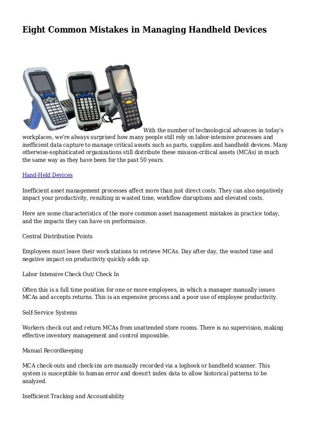 Eight Common Mistakes in Managing Handheld Devices