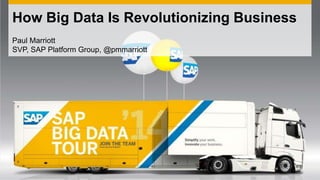 How Big Data Is Revolutionizing Business 
Paul Marriott 
SVP, SAP Platform Group, @pmmarriott 
 