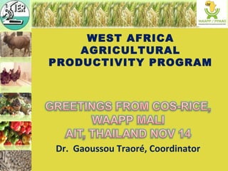 WEST AFRICA 
AGRICULTURAL 
PRODUCTIVITY PROGRAM 
Dr. Gaoussou Traoré, Coordinator 
 