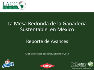 La Mesa Redonda de la Ganaderia
Sustentable en México
Reporte de Avances
GRSB Conference, Sao Paulo, November 2014
 