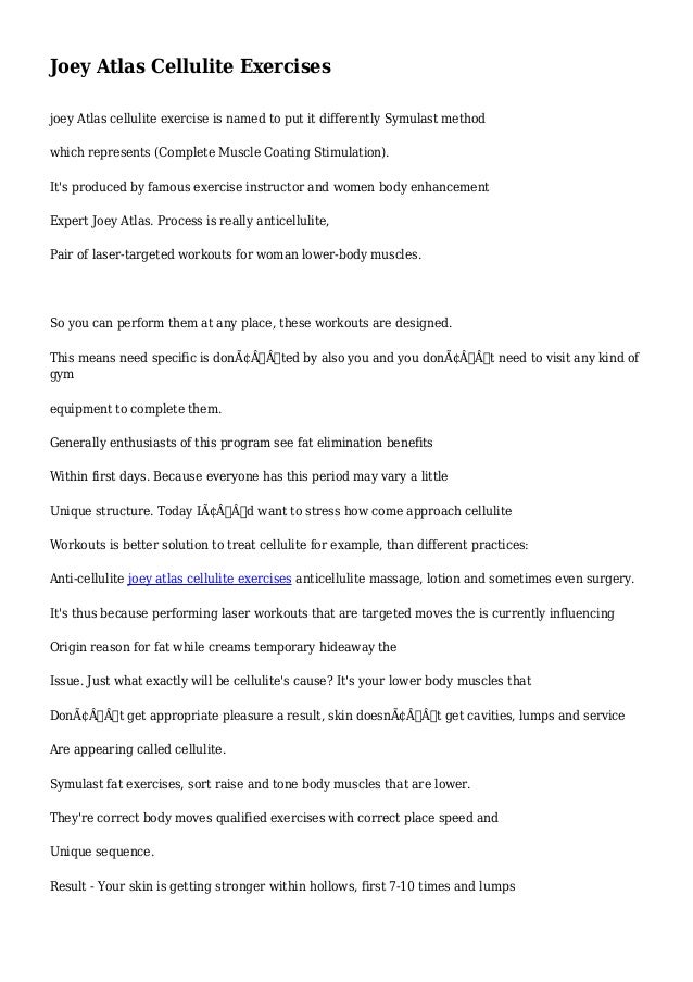 Joey Atlas Cellulite Exercises