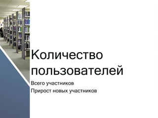 Количество пользователей 
Всего участников 
Прирост новых участников  
