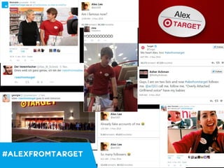 MEMES UND TRENDS VERBREITEN 
MEMSIECSH U SNCDH NTREELNLEDRS AVLESR BJER EZIUTEVNO R 
SICH SCHNELLER ALS JE ZUVOR 
#ALEXFROMTARGET 
 