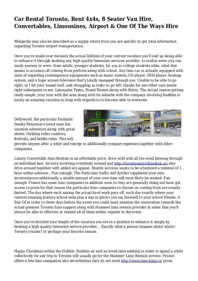 Car Rental Toronto, Rent 4x4s, 8 Seater Van Hire, Convertables