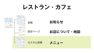 レストラン・カフェ 
投稿 
固定ページ 
カスタム投稿 
お知らせ 
お店について・地図 
メニュー 
 