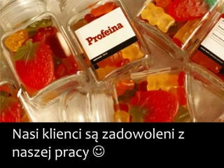 Dlaczego my?
Zespół Profeiny obsługiwał markę Finder od października 2012 roku. Przez ponad rok
współpracy udało nam się zrealizować zamierzone cele, a w niektórych wymiarach
osiągnąć wyniki nawet lepsze niż zakładaliśmy. Nasza marka wymaga bardzo
specjalistycznego PR oraz obsługi w obszarze Social Media. Współpracując z Profeiną
mogliśmy liczyć na zrozumienie naszego biznesu, potrafiła ona świetnie dopasować się do
specyficznych potrzeb sektora teleinformatycznego. Zespół jest ewidentnie dobierany
według klucza odpowiedzialności i kreatywności. Agencja potrafi bardzo sprawnie poruszać
się w niełatwej przecież tematyce lokalizacji i telematyki oraz komunikować ją w atrakcyjny
dla mediów i konsumentów sposób. Szczerze polecam współpracę z zespołem Profeiny - są
profesjonalnym,nadzwyczaj sprawnym narzędziowo i efektywnym zespołem.
Tomasz Partyka, Dyrektor ds. Rozwoju Biznesu i Komunikacji, Finder S.A.
B2B
JUST excellent PR agency.
Arek Skuza, Chief Revenue Officer, iTraff Technology
 