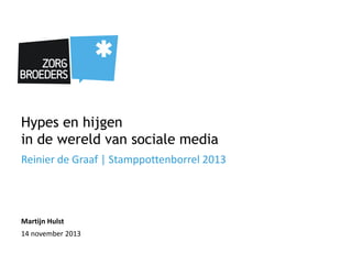 Hypes en hijgen
in de wereld van sociale media
Reinier de Graaf | Stamppottenborrel 2013

Martijn Hulst
14 november 2013

 