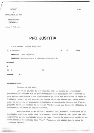 Pro Justitia 8/12/89 Jean Deprêtre over videocassette in zaak -Mendez