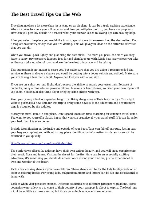 The Best Travel Tips On The Web