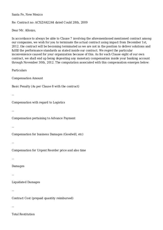 sample letter to terminate contract