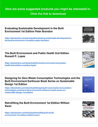 Sustainable Practices in the Built Environment 2nd Edition Craig ...