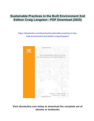 Sustainable Practices in the Built Environment 2nd Edition Craig ...