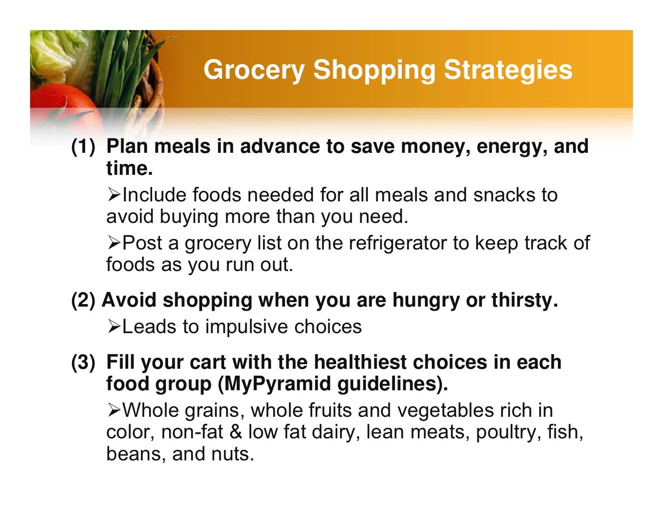 Grocery Shopping Strategies (1) Plan