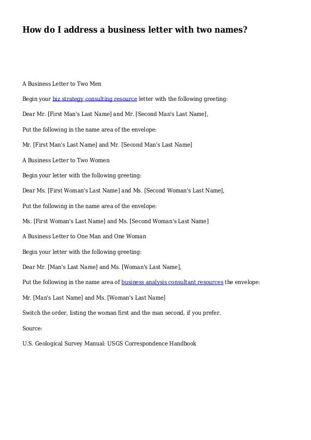 how do i address a business letter with two names how to address a woman in a letter