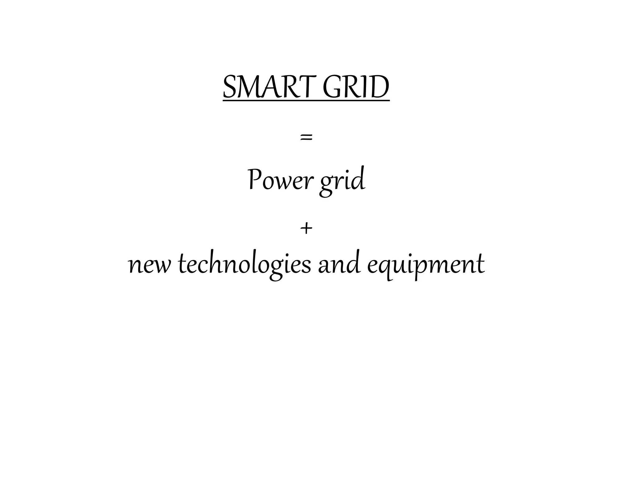 SMART GRID
=
Power grid
+
new technologies and equipment
 