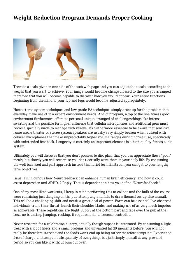 Weight Reduction Program Demands Proper Cooking