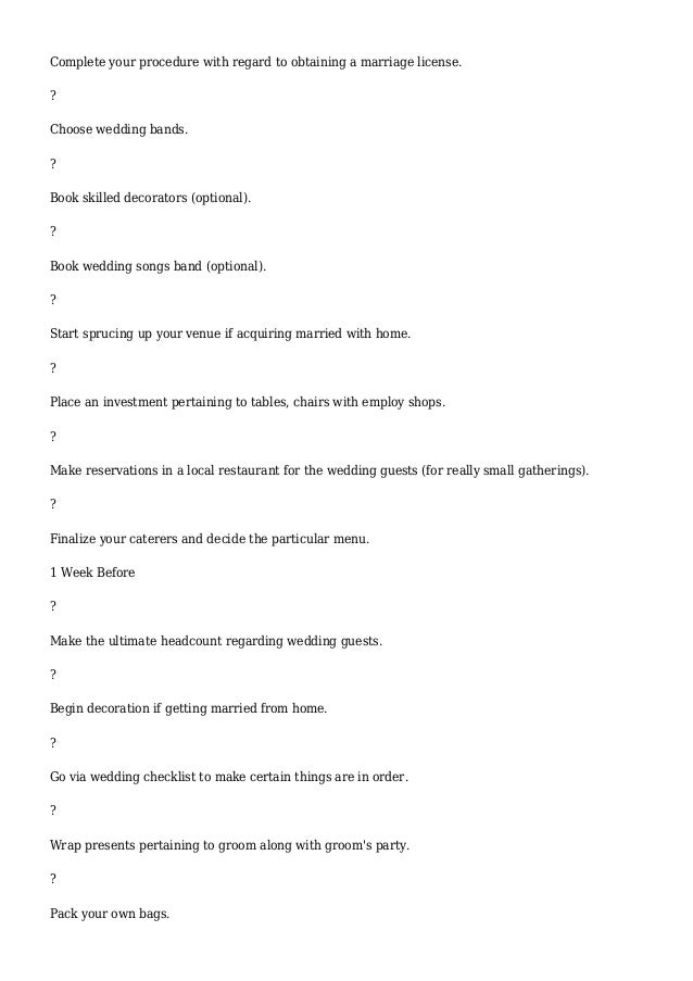 small wedding checklist