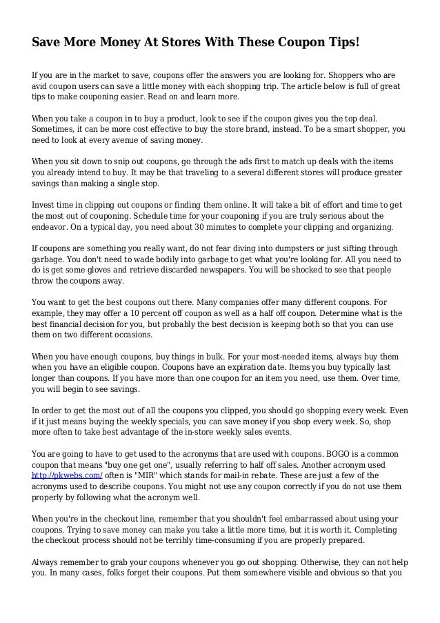 Save More Money At Stores With These Coupon Tips - 