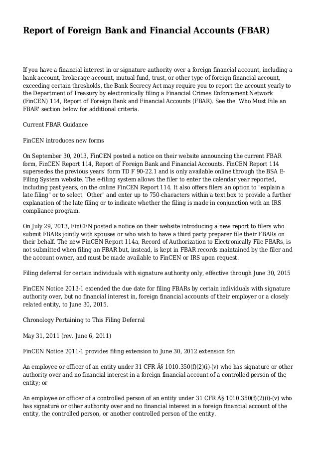 report of foreign bank and financial accounts fbar delinquent fbar cover letter