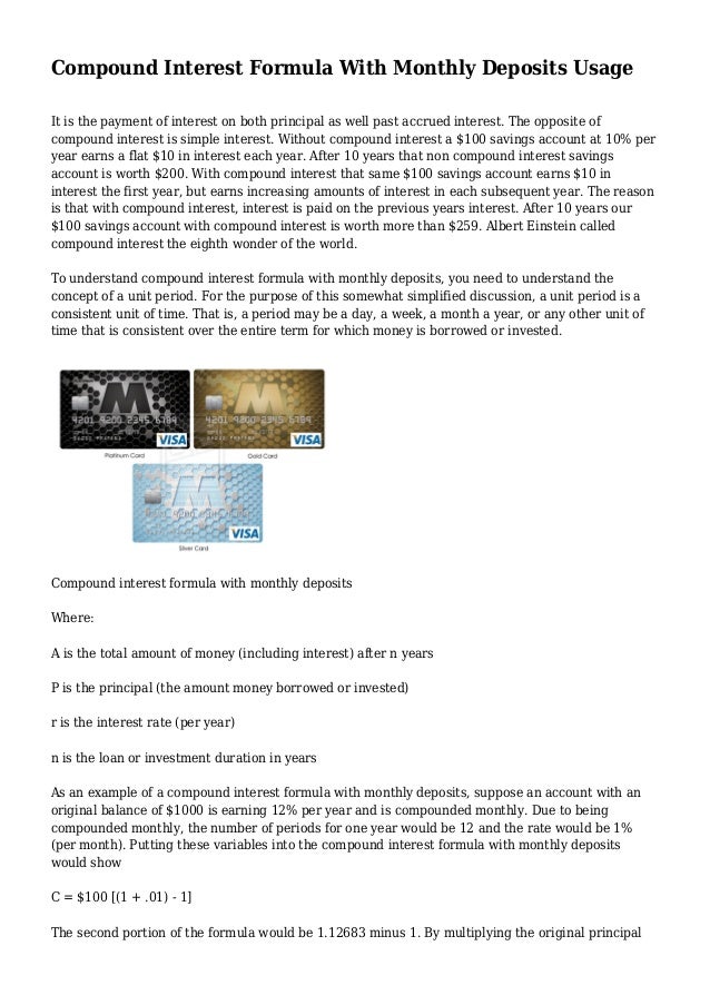 compound interest formula with