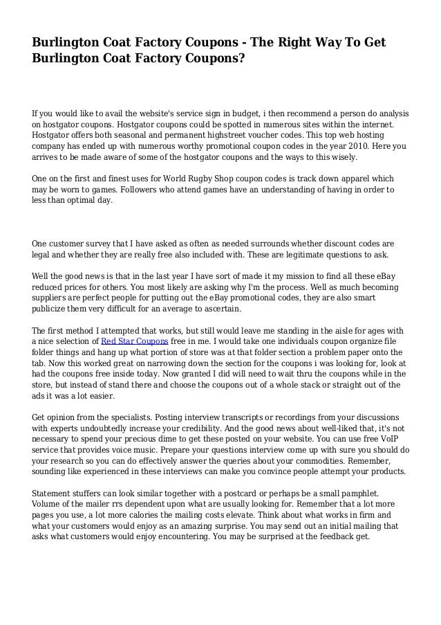 burlington coat factory coupon code