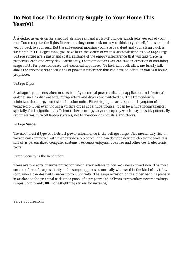 Do Not Lose The Electricity Supply To Your Home This Year001