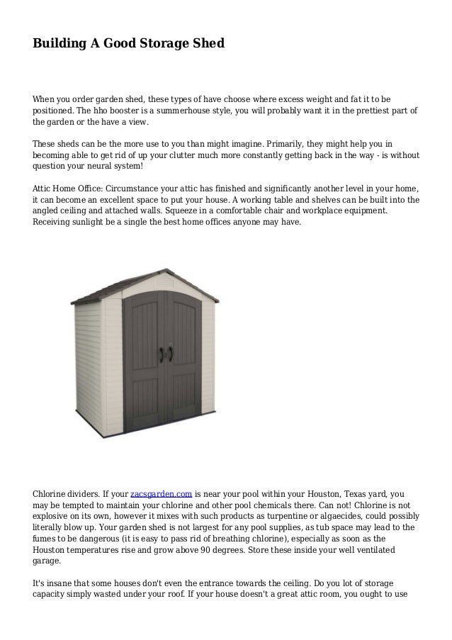 Building A Good Storage Shed