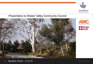 Presentation to Woden Valley Community Council
Goodwin Farrer – 3.12.14
 