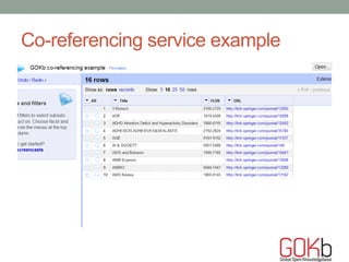 Co-referencing service example 
 