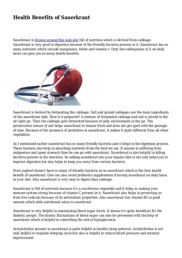 Health Benefits of Sauerkraut