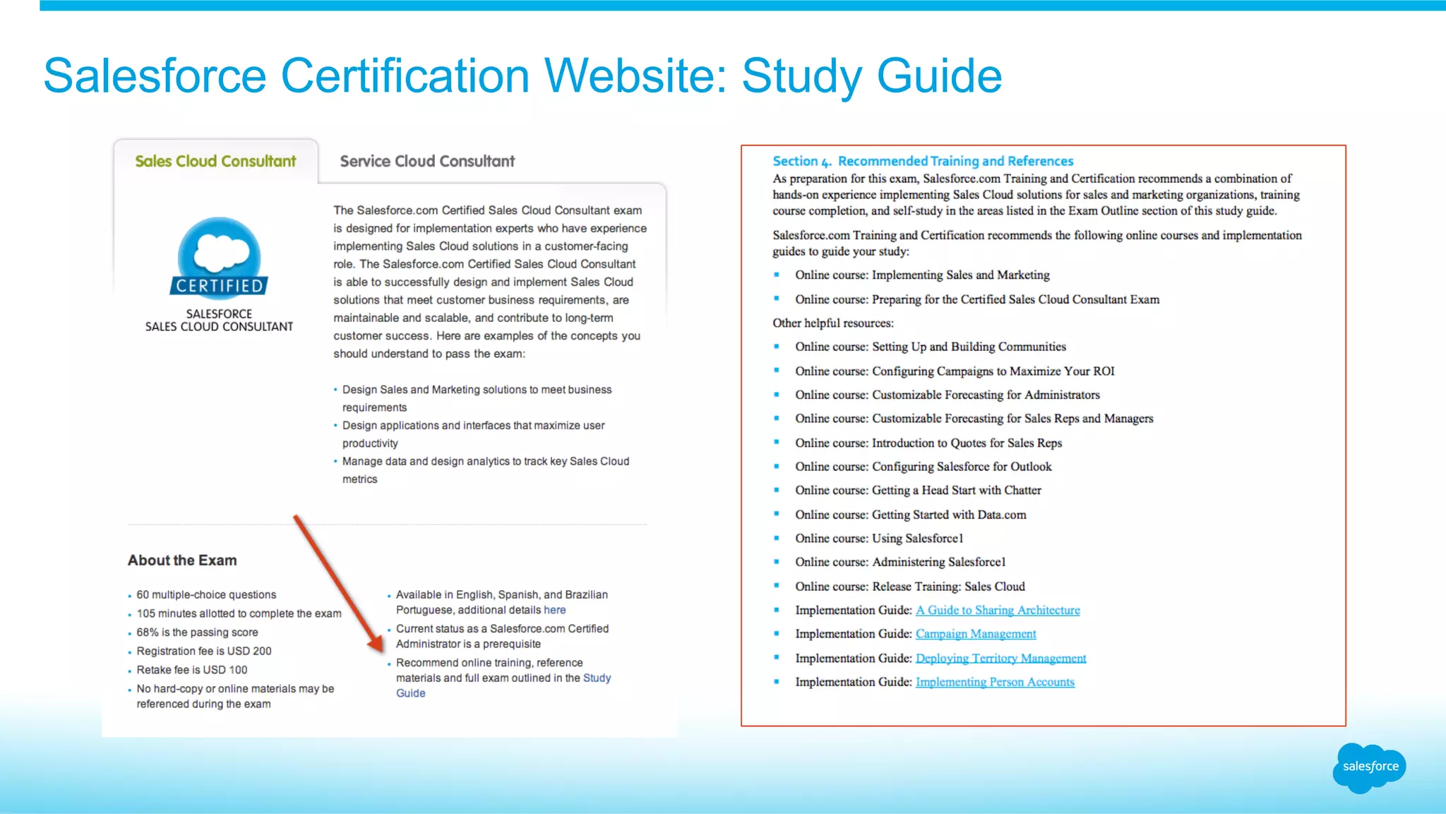Salesforce Certification Website: Study Guide
 