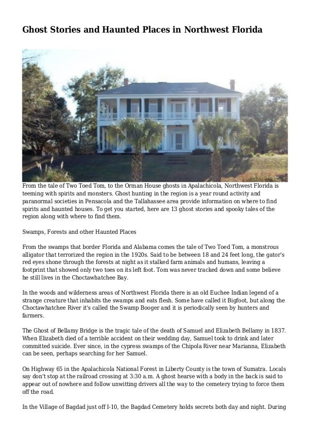 Ghost Stories And Haunted Places In Northwest Florida - 