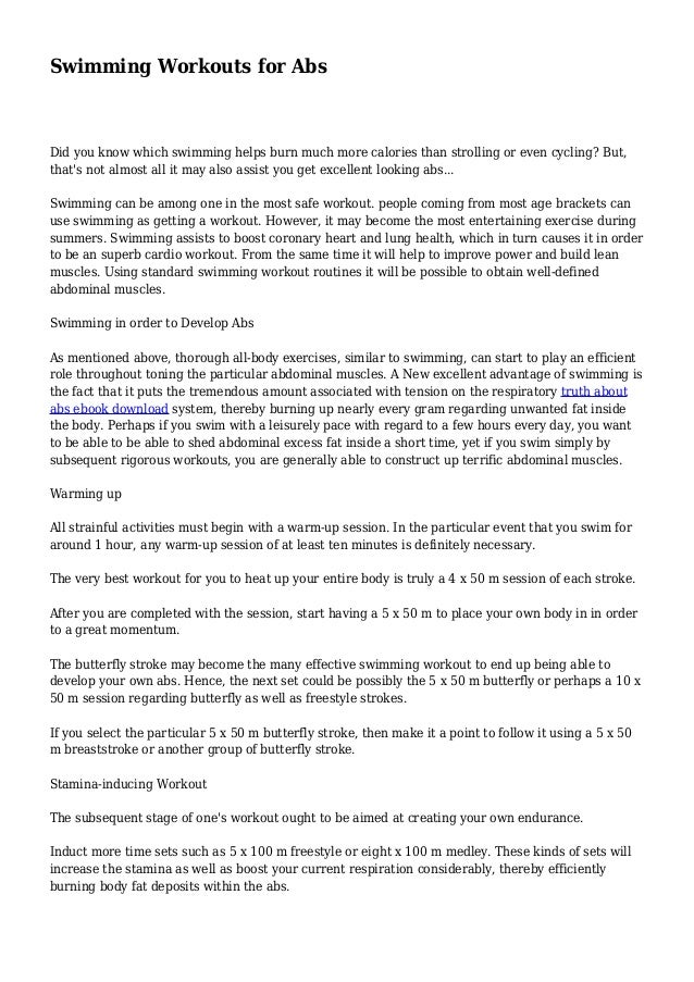 Swimming Workouts for Abs