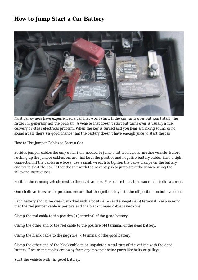 How to Jump Start a Car Battery