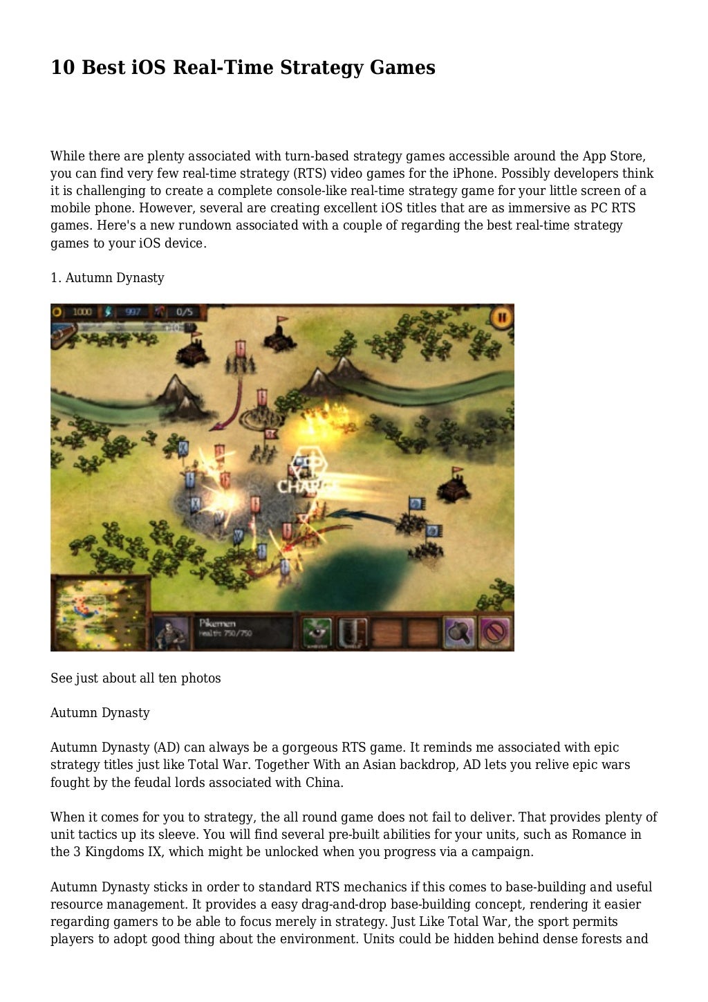 10 Best iOS RealTime Strategy Games