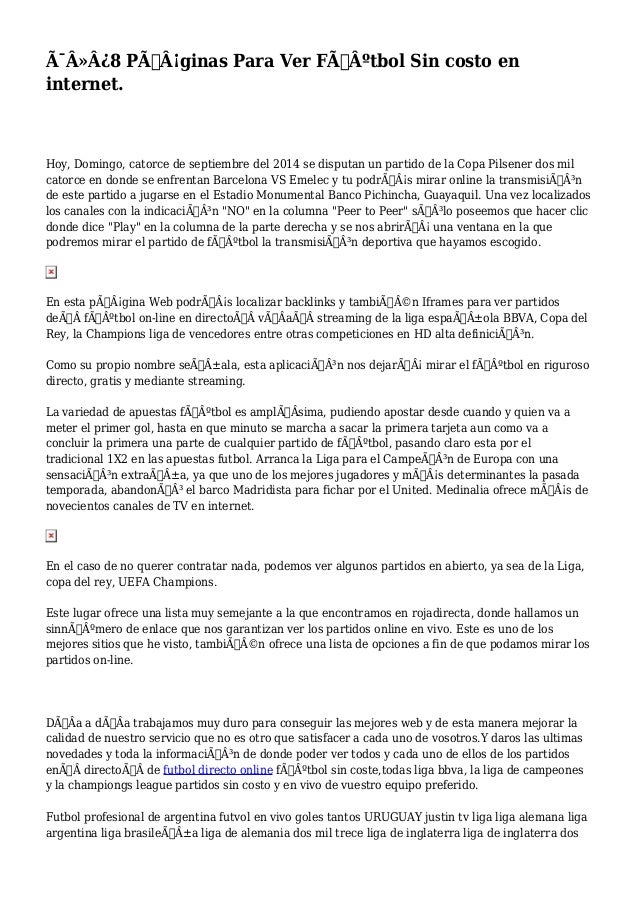8 Paginas Para Ver Futbol Sin Costo En Internet