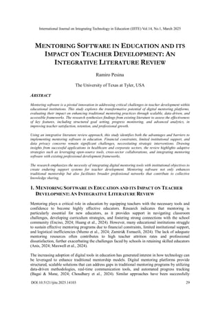 MENTORING SOFTWARE IN EDUCATION AND ITS IMPACT ON TEACHER DEVELOPMENT ...