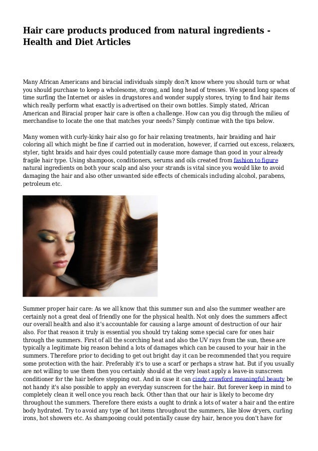 Hair Care Products Produced From Natural Ingredients Health And Die