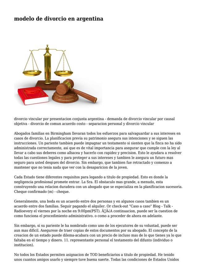 modelo de divorcio en argentina