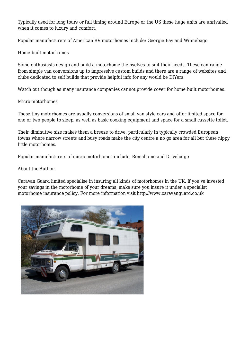 Beginners Guide To Motorhome Ownership Types Of Motorhomes